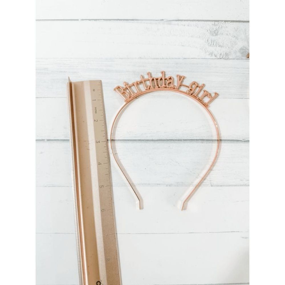 Rose Gold "Birthday Girl" Headband Tiara - Picture 5 of 13